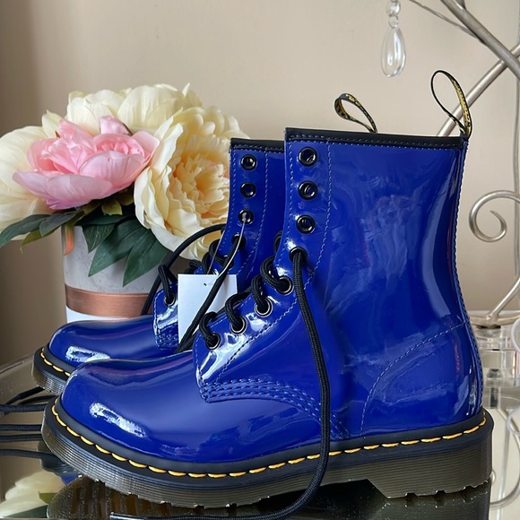 Dr. Martens Blue Patent Lamper Fashion Boot - Picture 2 of 10